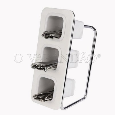 SUPORTE TALHERES 4 PÇS "TRIPLE TOWER" BRANCO