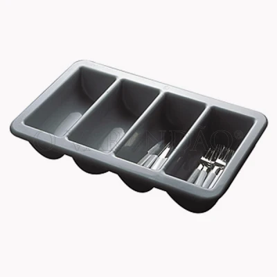 Tabuleiro plástico p/talheres-4 div.-gn 1/1(cinza)