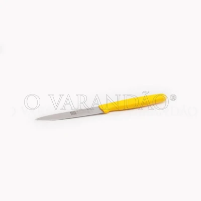 FACA CORTE LAMINA 10 CM CABO AMARELO