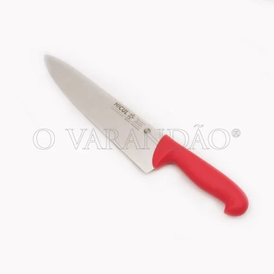 FACA COZINHEIRO 30CM C/PLAST.VERMELHO