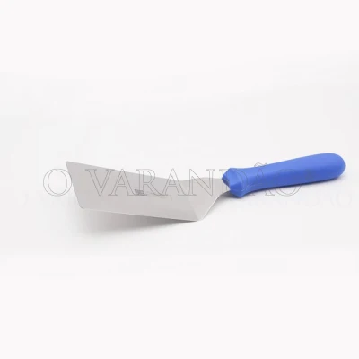 ESPATULA INOX CURVA 15 CM COM CABO AZUL