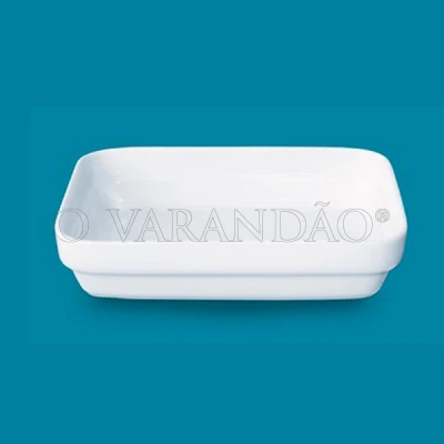 SALADEIRA RECTANGULAR PORCELANA BRANCO 17cm 400cc