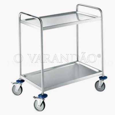 Carro serviço inox 2 prateleiras