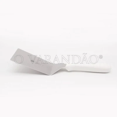 ESPATULA INOX CURVA 15 CM COM CABO BRANCO