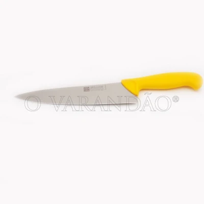 FACA COZINHEIRO 25CM C/PLAST. AMARELO