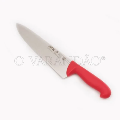 FACA COZINHEIRO 25CM C/PLAST. VERMELHO