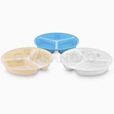 Prato 3 divisórias em pbt ø255x40mm azul