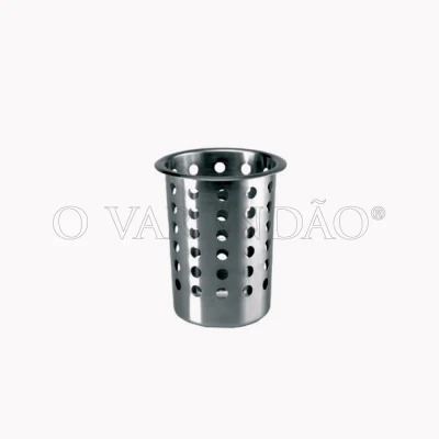 Copo inox perfurado p/suporte talheres