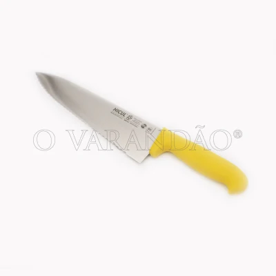 FACA CORTE LAMINA SERRILHA 30 CM CABO AMARELO