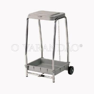 CARRO PORTA SACO 70 Lts C/PEDAL E TAMPA 58X53X93 CM