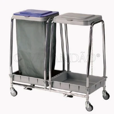 CARRO PORTA SACOS DUPLO 2X70 Lts C/PEDAL E TAMPA 105x50x97