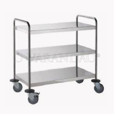 Carro serviço inox 3 niveis 98x56x97 cm