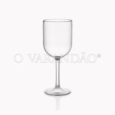 Copo c/ pé para vinho em policarbonato transparente 400ml