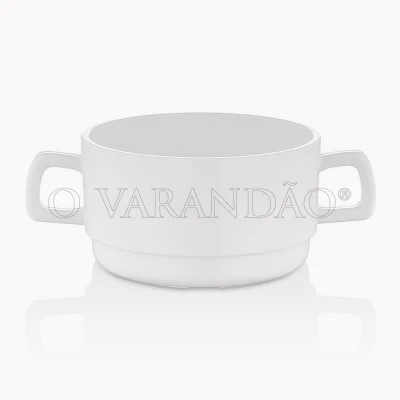 TAÇA SOPA COM DUAS ASAS BRANCO Ø10cm