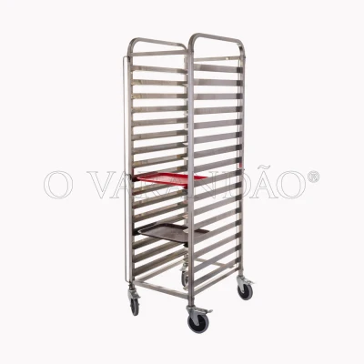 CARRO INOX P/ TABULEIROS 48x37 cm 14 CALHAS
