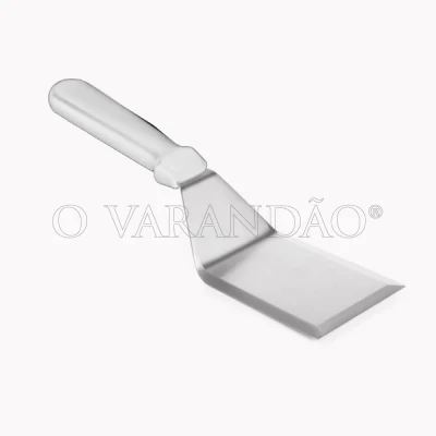 Espatula inox curva hamburguer 174x108cm cabo branco